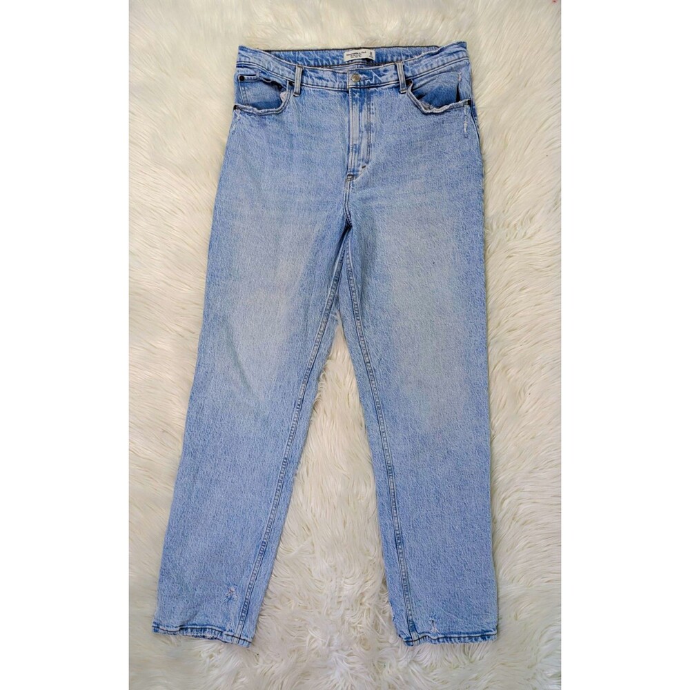 Abercrombie & Fitch Womens 90s Straight Ultra High Rise Light Wash Jeans Sz 14